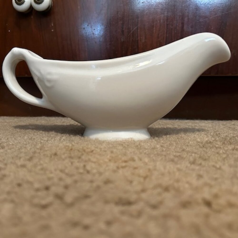 Vintage Hall White Gravy Boat MCM Made in USA Restaurant Ware